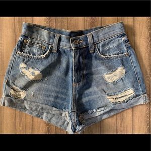 High rise denim shorts